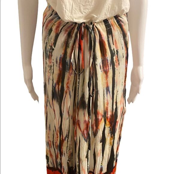Nicole Miller Artelier Tie Waist Crinkled Print Skirt Womens Medium Multicolor A - Picture 2 of 10